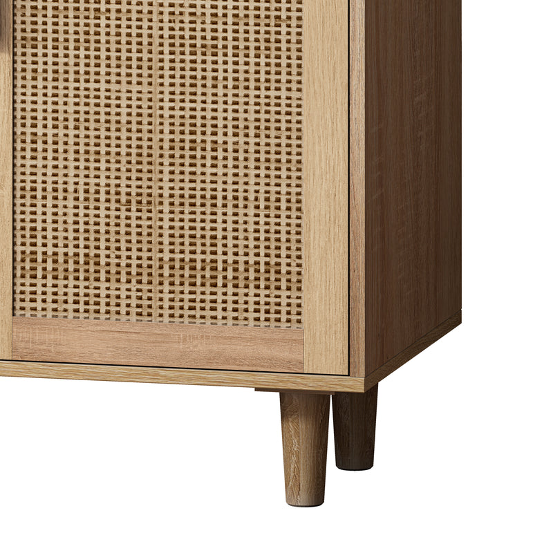 Walker Edison | Modern 4-Door Rattan Storage Sideboard TV Stand