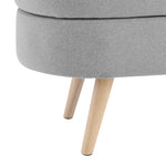 Walker Edison | Linen Oval Ottoman Storage Bench Thumbnail