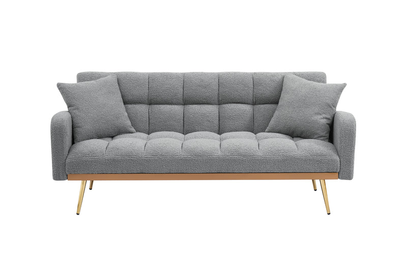 Walker Edison | Teddy Fleece Grey Sofa Bed 69" Grey