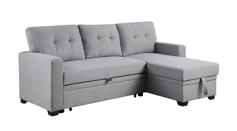 Walker Edison | Linen Pull Out Sectional Sofa with Storage Chaise