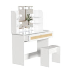 Walker Edison | Rattan Vanity Desk Set with Stool Thumbnail