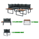 Walker Edison | Steel 4 Piece L-Shaped Patio Sectional Sofa Set Thumbnail