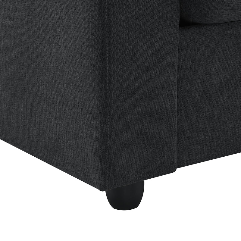 Walker Edison | Chenille Black Modern L-shape Sectional Sofa Ottoman