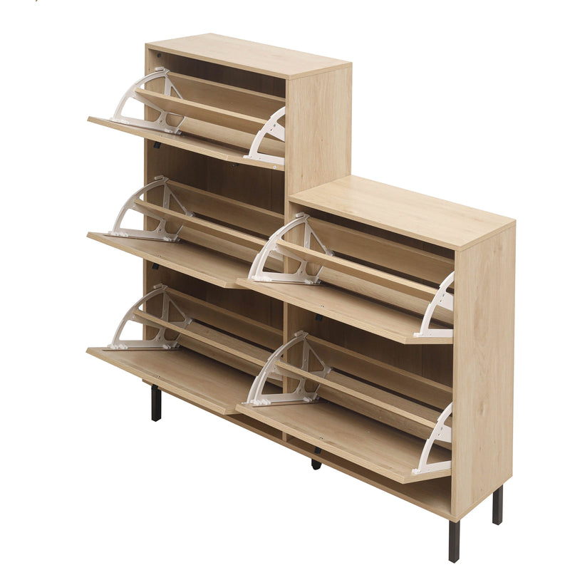 Walker Edison | Rattan 5 Door Shoe Rack