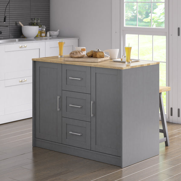 Classic Modern Kitchen Island with Butcher Block Top – Walker Edison