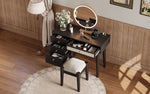 Walker Edison | Bohemian Style Wooden Makeup Vanity Set Thumbnail