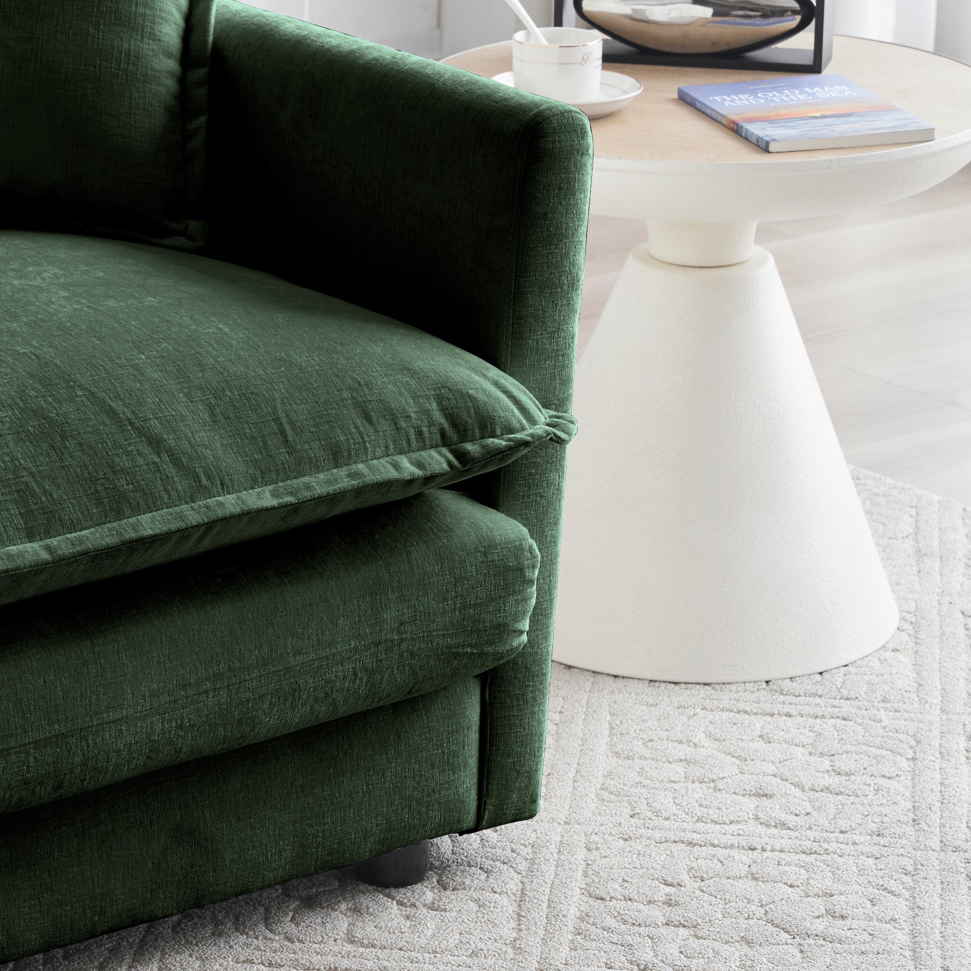 Walker Edison Chenille Cloud Accent Chair with Ottoman - Thumbnail 4