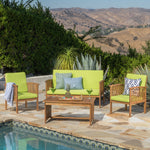 Walker Edison | 4 Piece Outdoor Acacia Wood Sofa Set Thumbnail