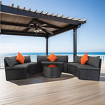 Walker Edison | Wicker Outdoor Sectional 6 Piece Patio Set with Storage and Pillows Thumbnail