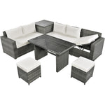 Walker Edison | Outdoor 6-Piece Wicker Storage Sofa Set Thumbnail