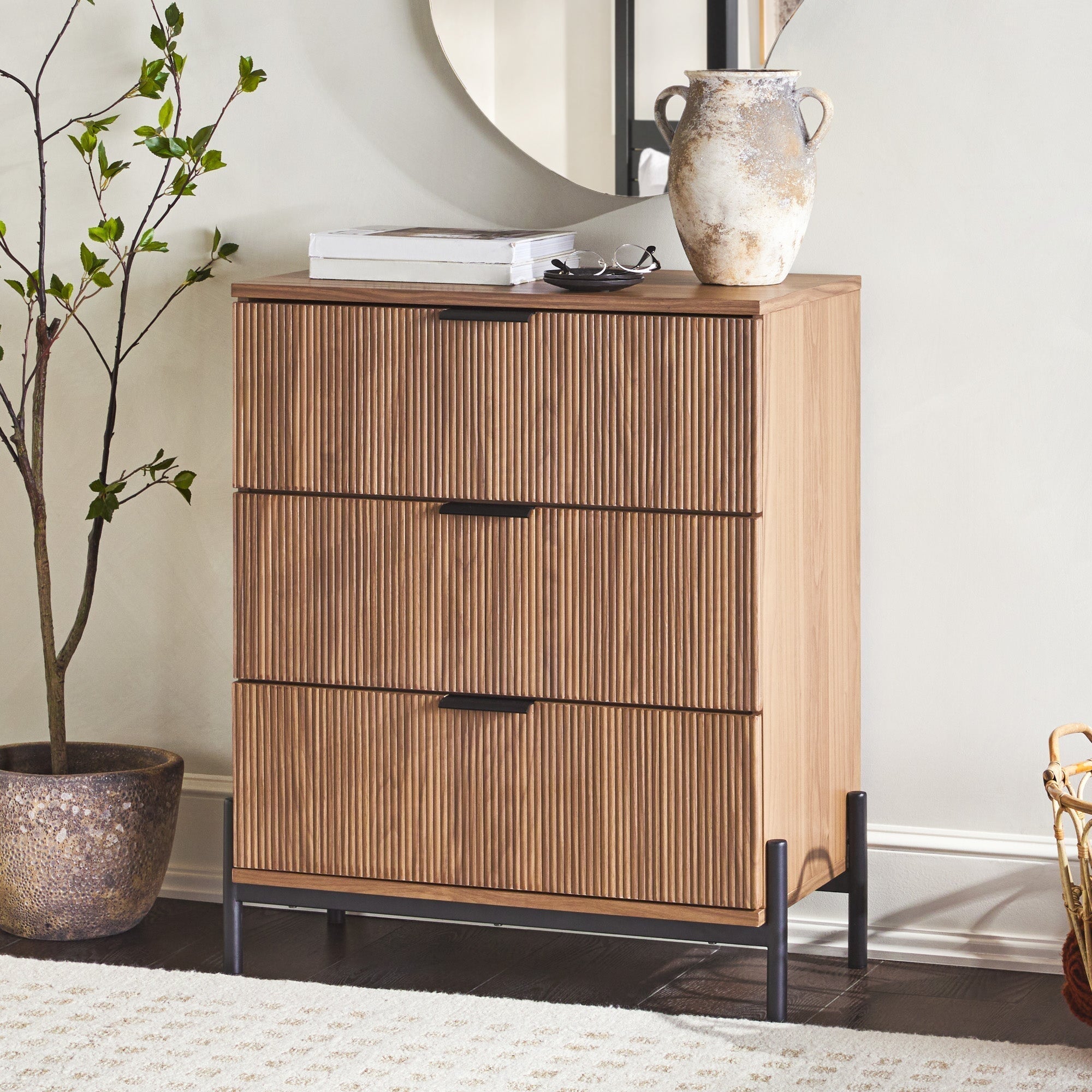 Trendy Reeded Nightstand - Scandinavian Nightstand & Dresser