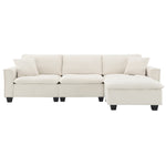 Walker Edison | Modern Cloud Sectional L Shape Couch w Ottoman Thumbnail