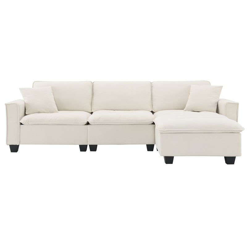 Walker Edison | Modern Cloud Sectional L Shape Couch w Ottoman