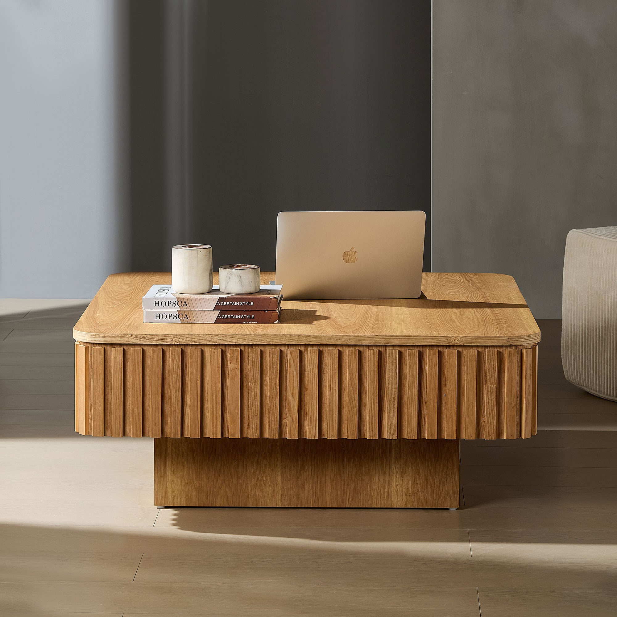 Walker Edison | Fluted Modern Lift Top Coffee Table and Desk