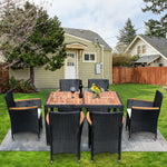 Walker Edison | 7 piece Outdoor Patio Wicker Dining Set Patio Thumbnail