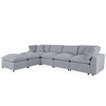 Walker Edison | Linen Modular 134" U-Shape Sectional Sofa with 2 Ottomans Thumbnail