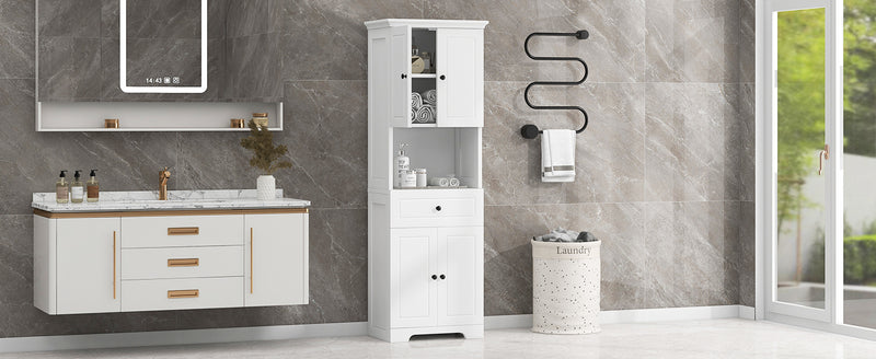 Walker Edison | White Tall Bathroom Storage Cabinet