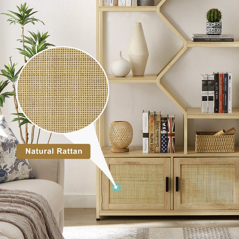 Walker Edison | Rattan Bookshelf Storage Cabinet