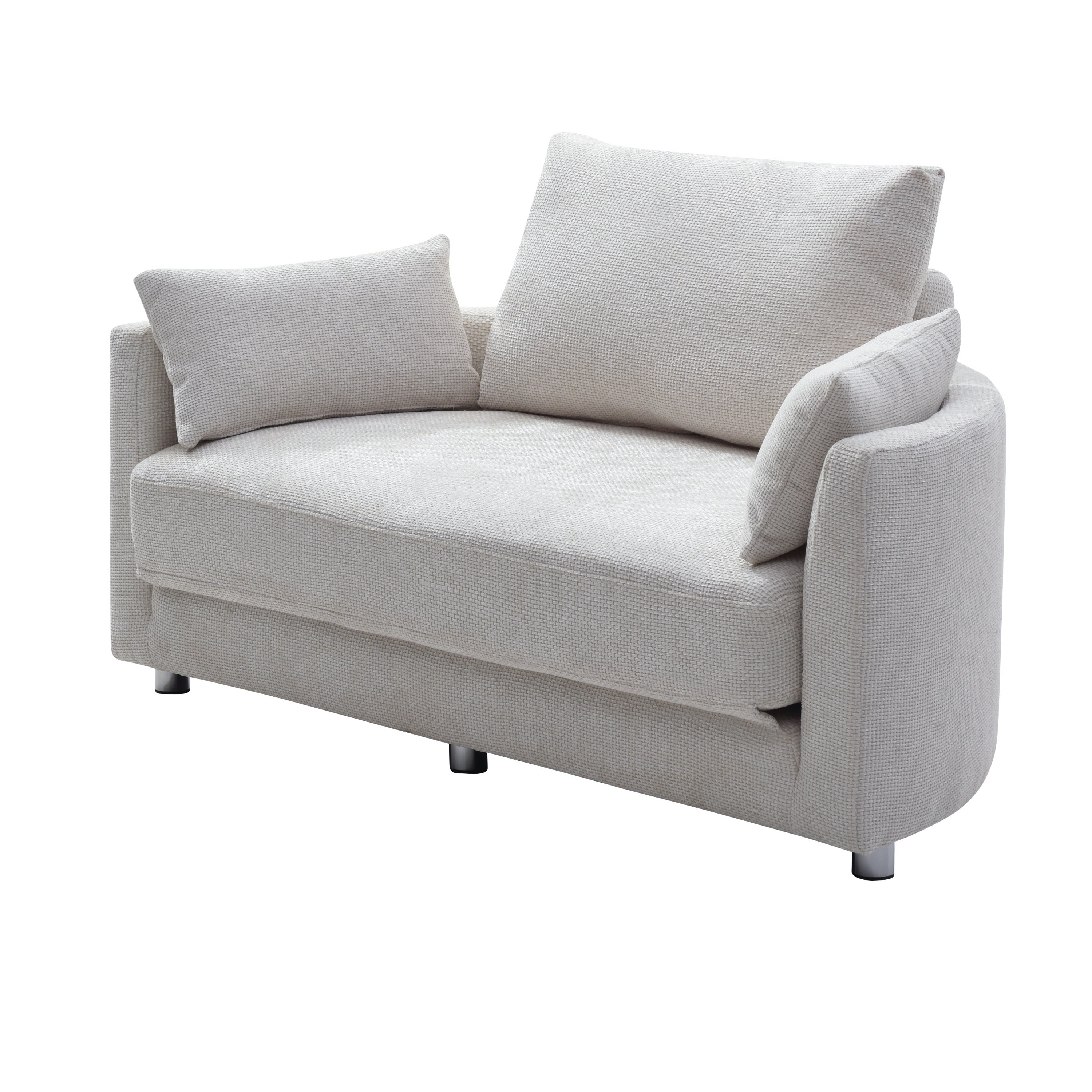 Walker Edison Curve Design Linen Foldable Sleeper Sofa Bed - Thumbnail 2