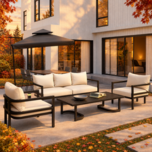 Iconic Arch Curve Steel Outdoor Patio Sofa Set
