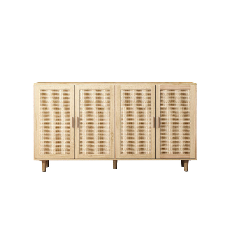 Walker Edison | Modern 4-Door Rattan Storage Sideboard TV Stand