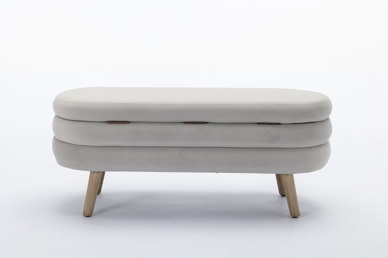 Walker Edison | Grey Velvet Storage Bench