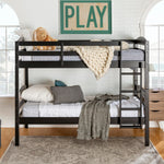 Transitional Solid Wood Twin-over-Twin Bunk Bed Frame Living Room Walker Edison  Thumbnail