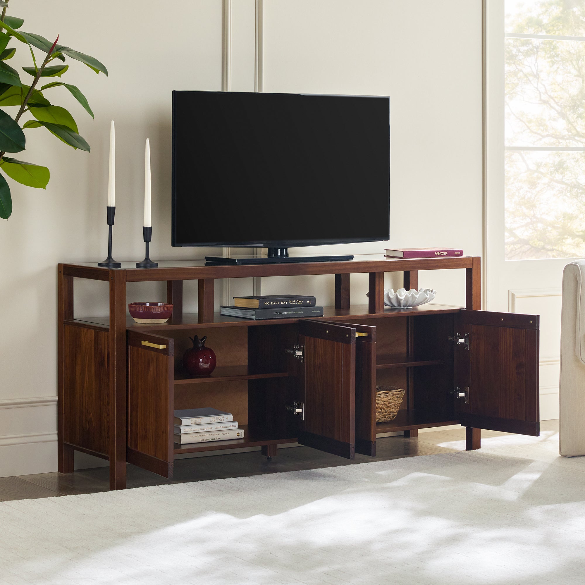 Isla Modern TV Stand with Glass Top – Walker Edison