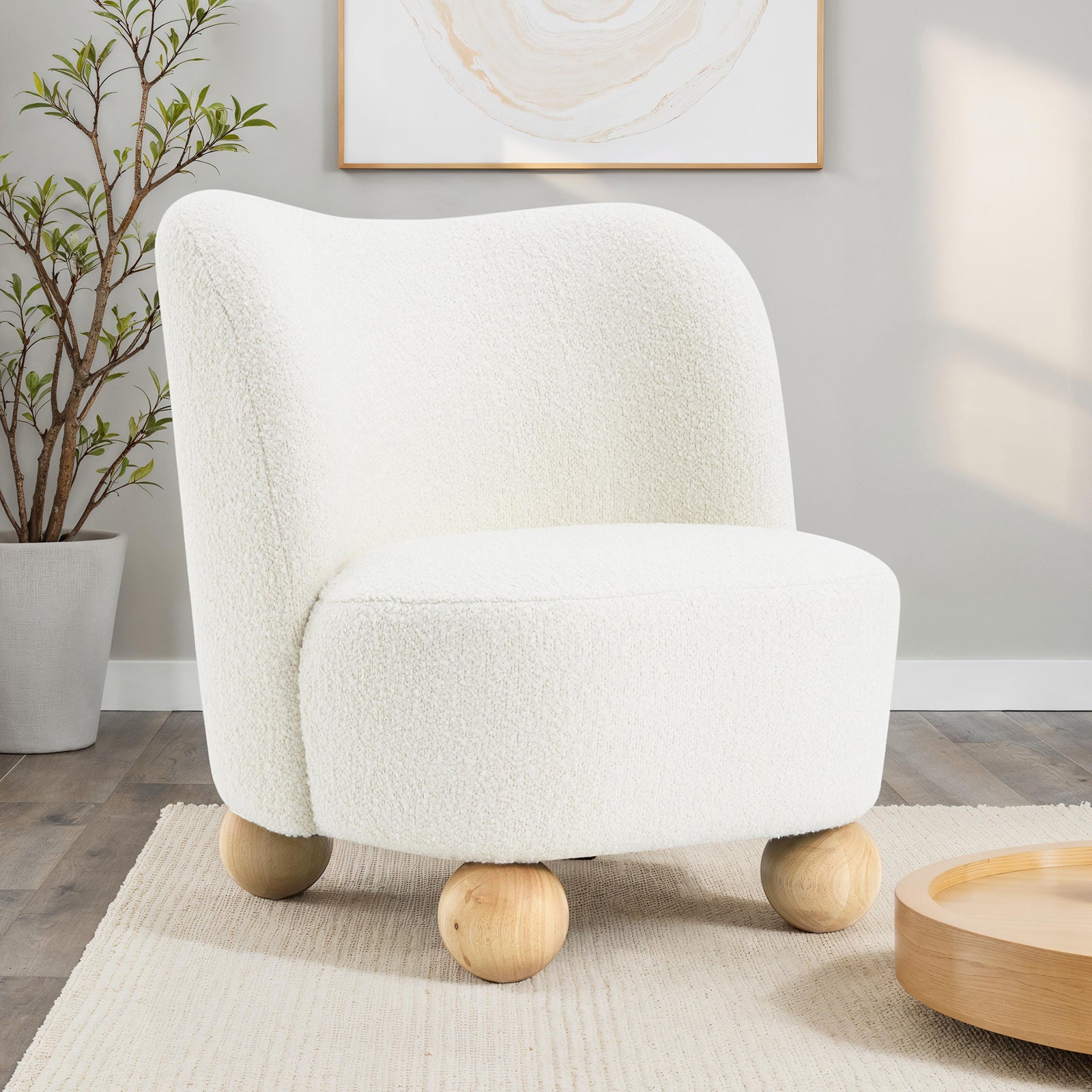 Walker Edison Curve Back Boucle Accent Chair - Thumbnail 2