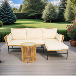 Walker Edison | 3 Piece Outdoor Patio Sectional Wicker Set Thumbnail