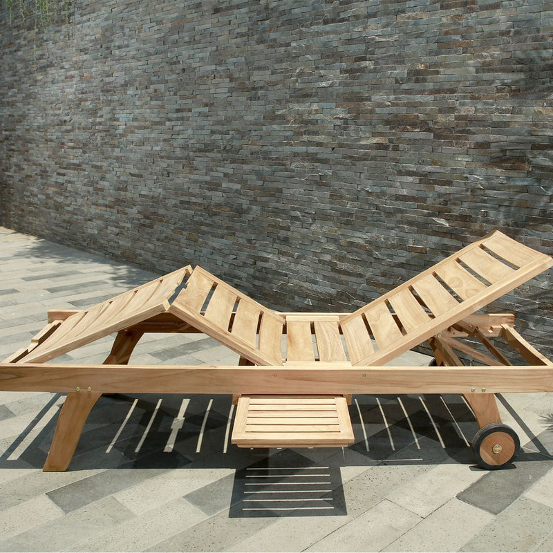 NORDICTEAK - Naples Natural Teak Outdoor Sun Lounger with Adjustable Seat