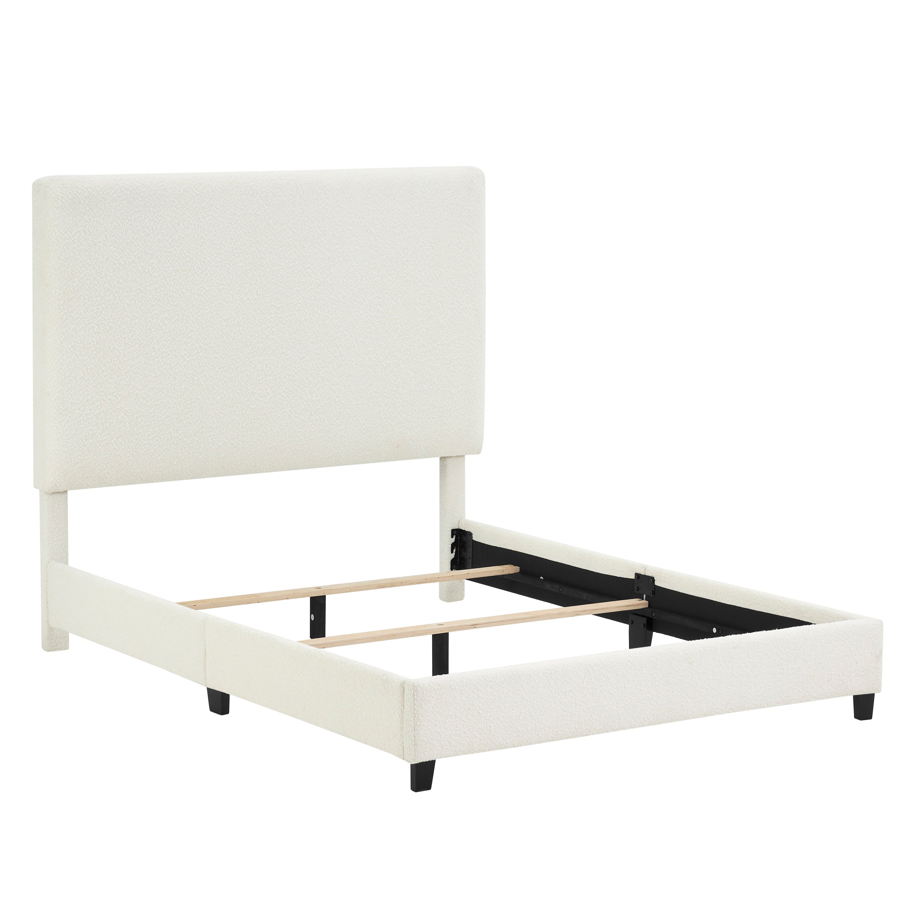 Walker Edison Boucle Upholstered Platform Bed - Thumbnail 2