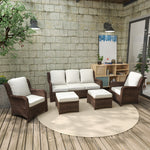 Walker Edison | Brown 5 Piece Rattan Patio Furniture Set Thumbnail