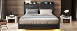 Walker Edison | Modern Upholstered Platform Queen Bed with Floating Bed Frame & Storage Headboard Thumbnail