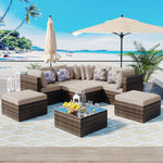 Walker Edison | Wicker 8-piece Outdoor Lounger Sofa Set Thumbnail