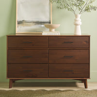 Modern Solid Wood 6-Drawer Dresser with Metal Handles