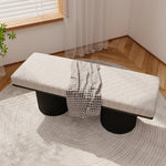 Walker Edison | Fluted Base Upholstered Bench Thumbnail