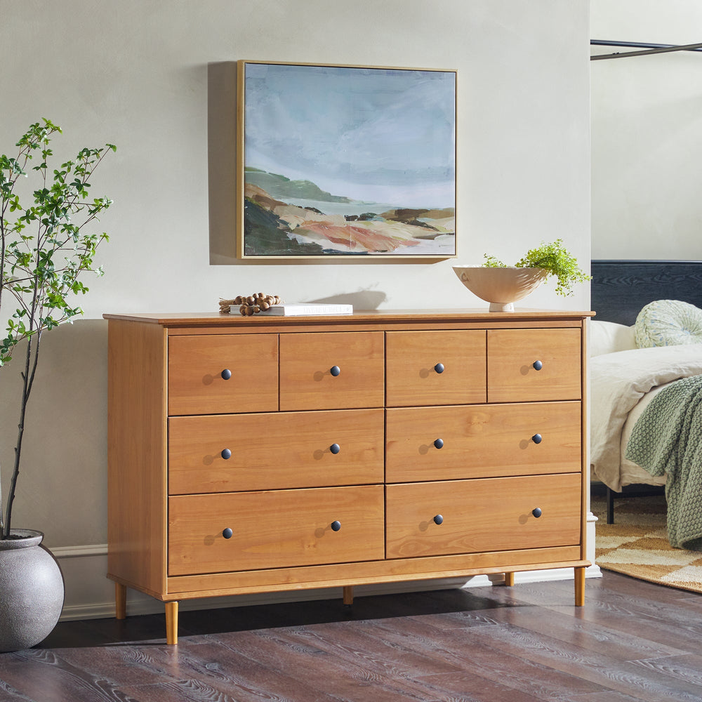 Modern Tall 4-Drawer Solid Wood Dresser - Walnut-T Modern Tall 4-Drawer Solid Wood Dresser - Walnut-T