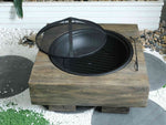 Walker Edison | Fire Pit with Wood Grain Design Thumbnail