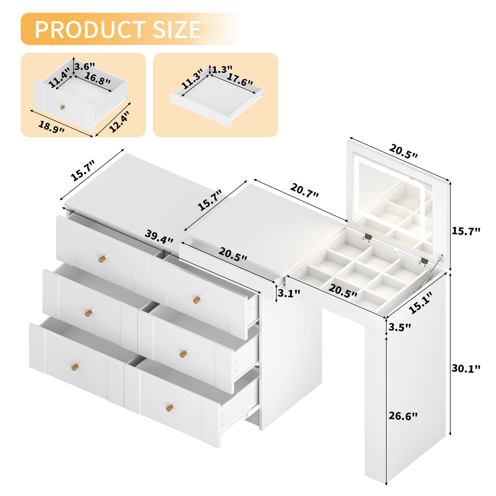 white dresser and vanity Emily Combo emark Morning routines feel effortless with this modern makeup vanity set Ugtoo 35.4 inch White Makeup