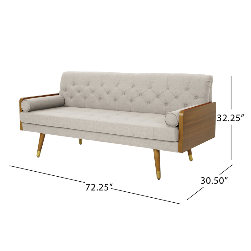 Walker Edison | Linen Aidan Sofa with Wood Accents