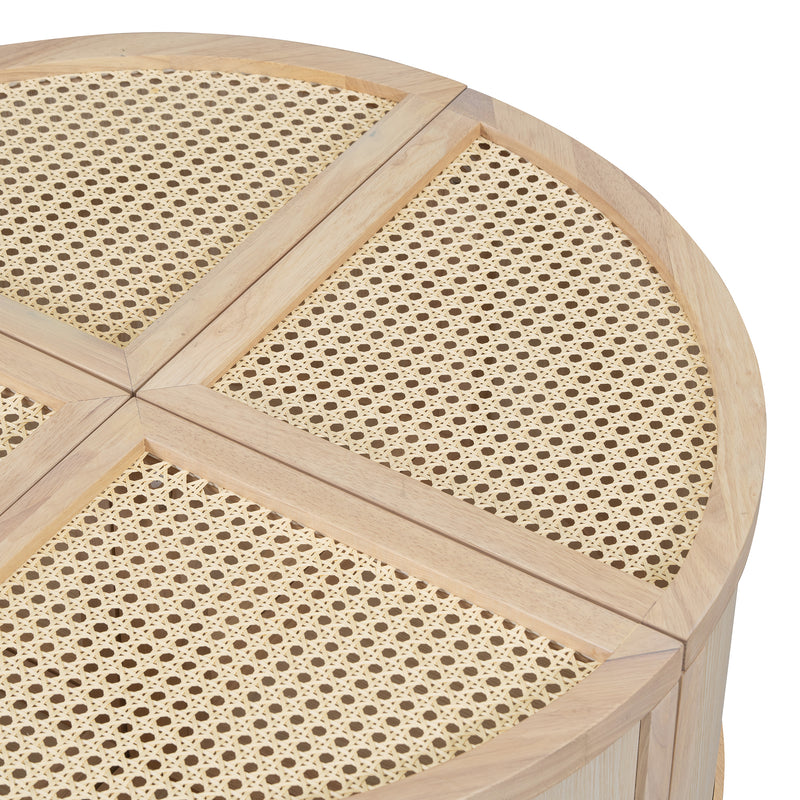 Walker Edison | Modular Round to Square Rattan Coffee Table