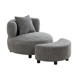 Walker Edison | Modern Teddy Cloud Accent Chair with Ottoman Thumbnail