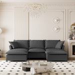 Walker Edison | Modern Cloud Sleeper Sectional Sofa with Ottoman Thumbnail