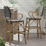 Walker Edison | Outdoor Wicker French Barstools, Set of 2 Thumbnail