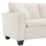 Walker Edison | Modern Cloud Sectional L Shape Couch w Ottoman Thumbnail