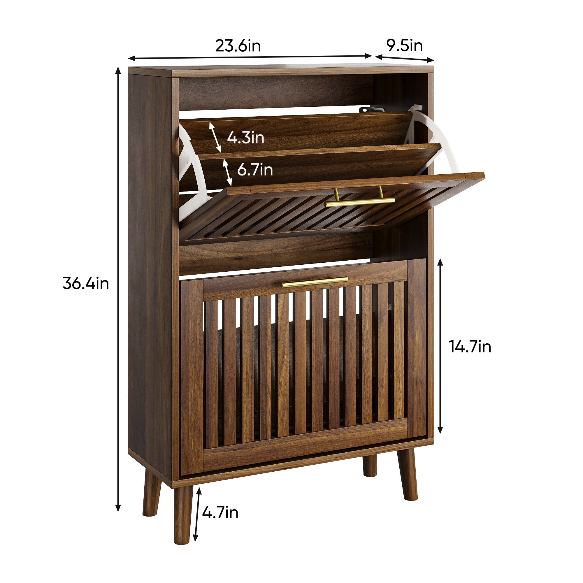 Walker Edison Shoe Rack Entryway Cabinet - Thumbnail 5