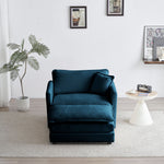 Walker Edison | Teal Chenille Cloud Accent Chair with Ottoman Thumbnail