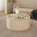 Walker Edison | Modular Round to Square Rattan Coffee Table Thumbnail