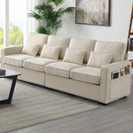 Walker Edison | Linen Fabric 104" 4-Seater Sofa with Storage Thumbnail